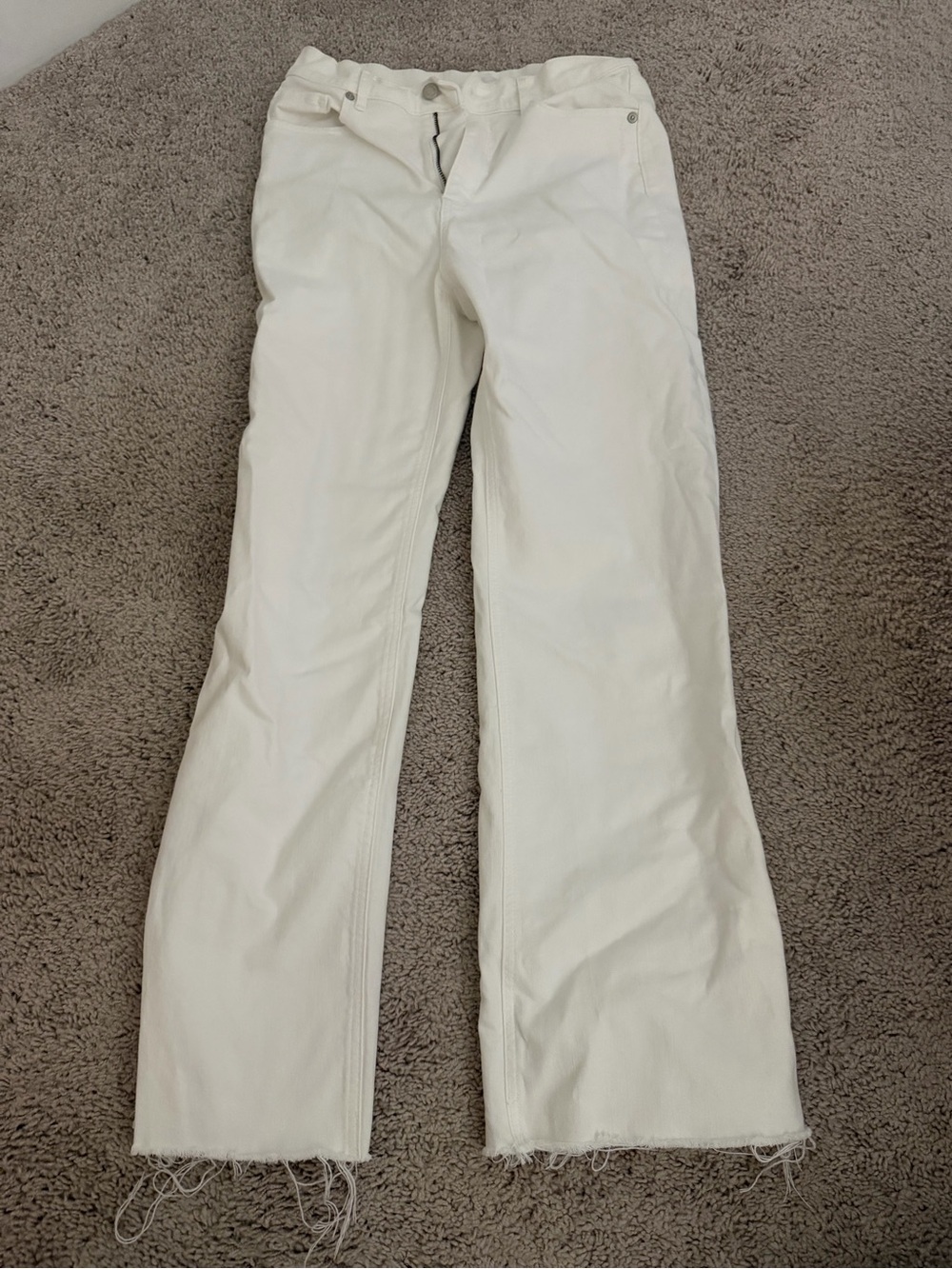 LOFT White Wide Leg Jeans with Frayed Hem